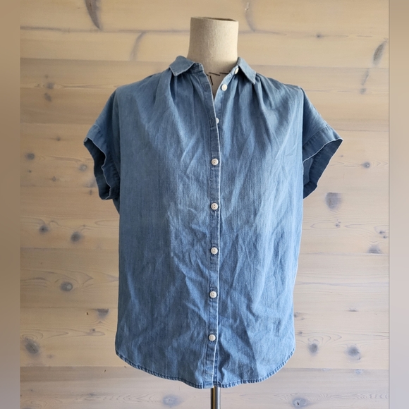 Madewell Tops - Madewell Central Shirt in Roberta Indigo, Oversize Dolman Chambray Denim XXS